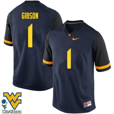 Men's West Virginia Mountaineers NCAA #1 Shelton Gibson Navy Authentic Nike Stitched College Football Jersey SL15N73FI